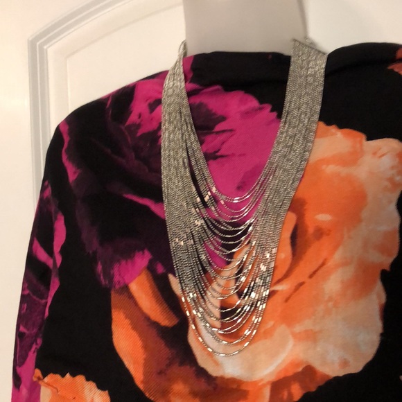 NWT Multi-Row Italian Waterfall Necklace in Silvertone. - Picture 16 of 16